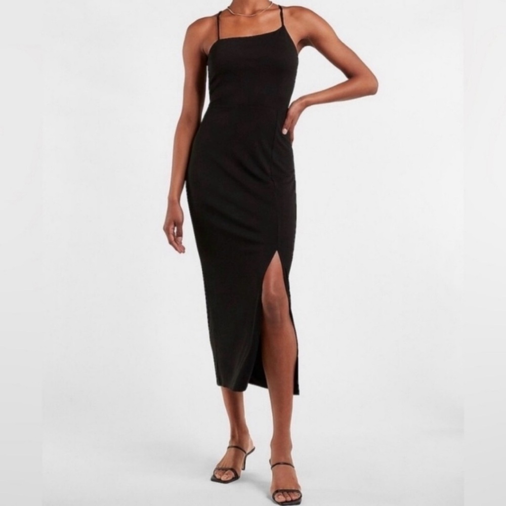 Express Asymmetrical Fitted Midi Dress